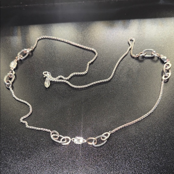 Ann Taylor Jewelry - Ann Taylor Silver Linked Necklace with Clear Crystal Accents